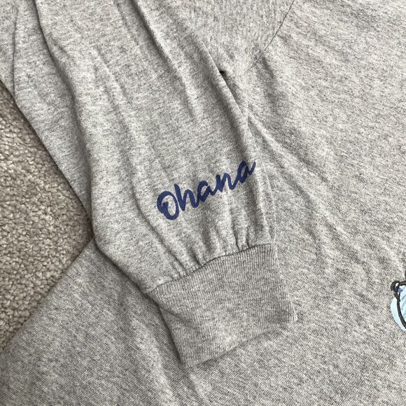 Disney Stitch Cropped Top Womens XL Gray Long Sleeve Crew Neck Cotton Casual Tee - Picture 10 of 12